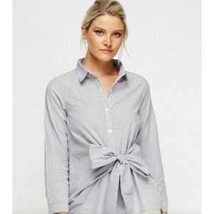 White House Black Market 12 Poplin Tie Front Shirt